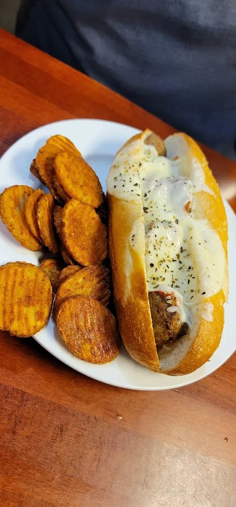 Meatball Sub and Cajun Fries